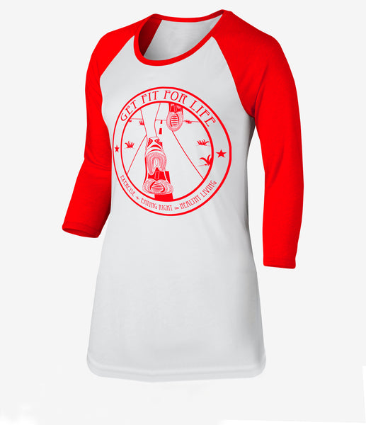 Tunic Length 3/4 Sleeve "Get Fit For Life" Raglan - For a small donation of: